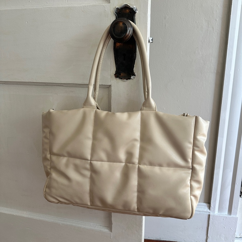 Ulta Beauty Cream Puffer Tote Bag (gently used)